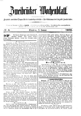 Zweibrücker Wochenblatt Dienstag 7. Januar 1868