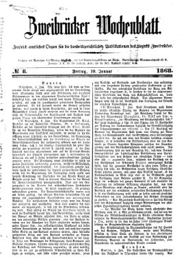 Zweibrücker Wochenblatt Freitag 10. Januar 1868