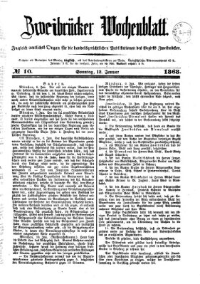 Zweibrücker Wochenblatt Sonntag 12. Januar 1868