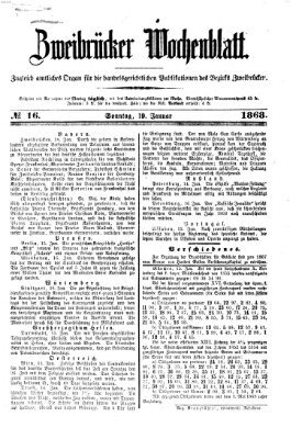 Zweibrücker Wochenblatt Sonntag 19. Januar 1868