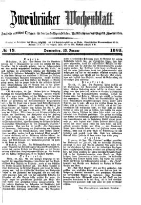 Zweibrücker Wochenblatt Donnerstag 23. Januar 1868