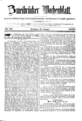 Zweibrücker Wochenblatt Dienstag 28. Januar 1868