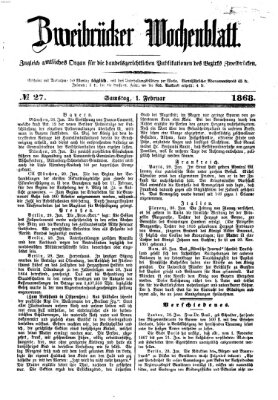 Zweibrücker Wochenblatt Samstag 1. Februar 1868