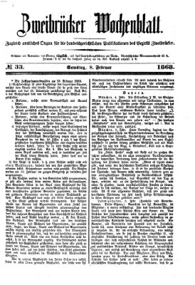 Zweibrücker Wochenblatt Samstag 8. Februar 1868