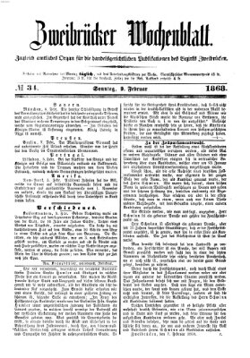 Zweibrücker Wochenblatt Sonntag 9. Februar 1868