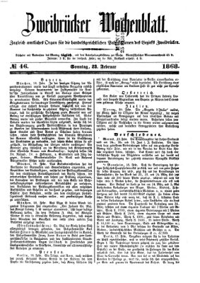 Zweibrücker Wochenblatt Sonntag 23. Februar 1868