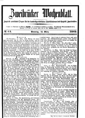 Zweibrücker Wochenblatt Sonntag 15. März 1868