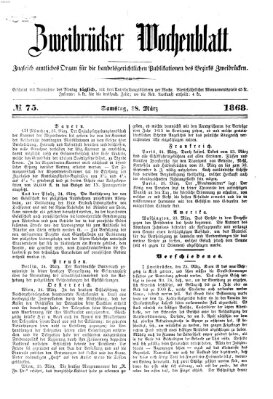 Zweibrücker Wochenblatt Samstag 28. März 1868