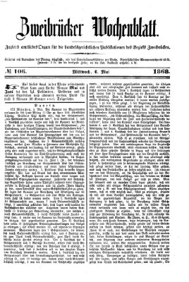 Zweibrücker Wochenblatt Mittwoch 6. Mai 1868