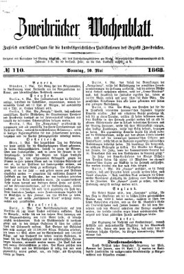 Zweibrücker Wochenblatt Sonntag 10. Mai 1868