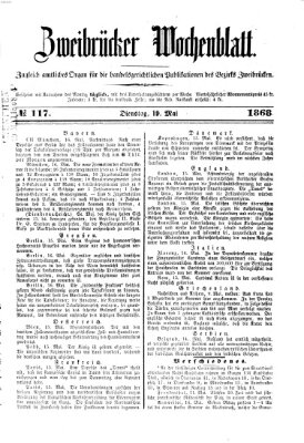 Zweibrücker Wochenblatt Dienstag 19. Mai 1868