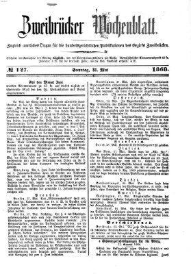 Zweibrücker Wochenblatt Sonntag 31. Mai 1868