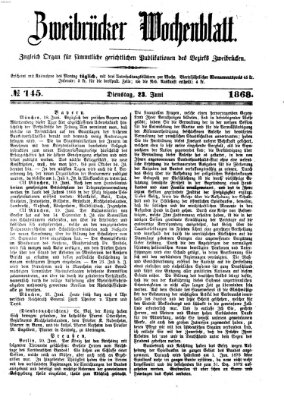 Zweibrücker Wochenblatt Dienstag 23. Juni 1868