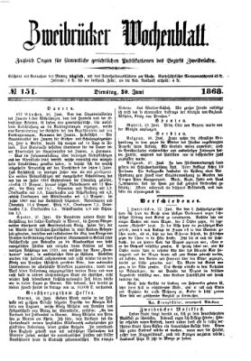 Zweibrücker Wochenblatt Dienstag 30. Juni 1868