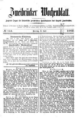 Zweibrücker Wochenblatt Freitag 3. Juli 1868