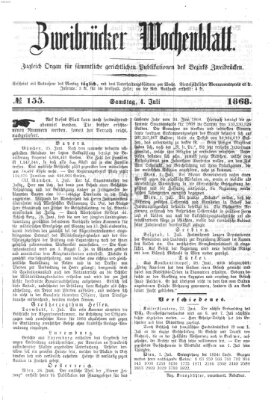 Zweibrücker Wochenblatt Samstag 4. Juli 1868