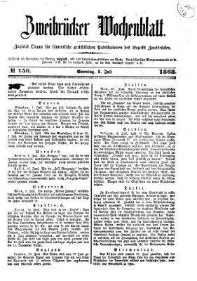 Zweibrücker Wochenblatt Sonntag 5. Juli 1868