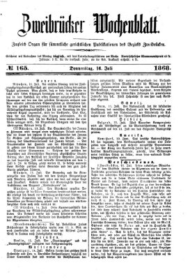 Zweibrücker Wochenblatt Donnerstag 16. Juli 1868