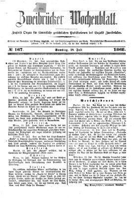 Zweibrücker Wochenblatt Samstag 18. Juli 1868