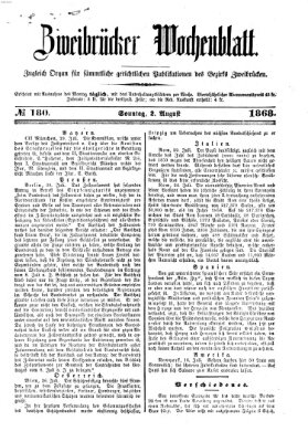 Zweibrücker Wochenblatt Sonntag 2. August 1868