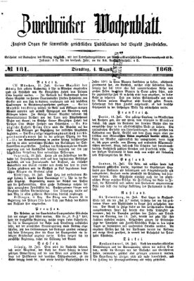 Zweibrücker Wochenblatt Dienstag 4. August 1868