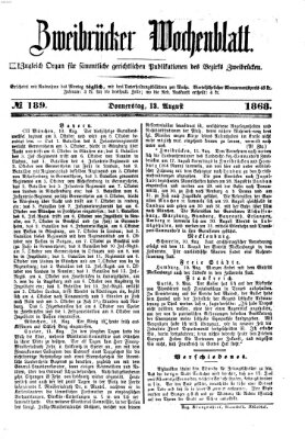 Zweibrücker Wochenblatt Donnerstag 13. August 1868