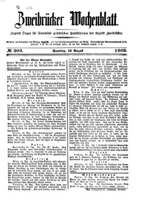 Zweibrücker Wochenblatt Samstag 29. August 1868