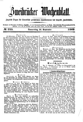 Zweibrücker Wochenblatt Donnerstag 24. September 1868