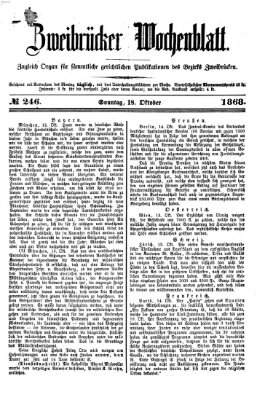 Zweibrücker Wochenblatt Sonntag 18. Oktober 1868