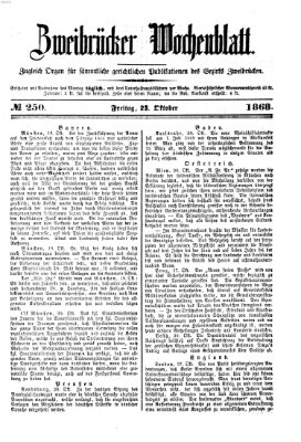 Zweibrücker Wochenblatt Freitag 23. Oktober 1868