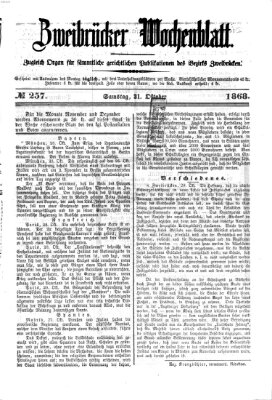 Zweibrücker Wochenblatt Samstag 31. Oktober 1868