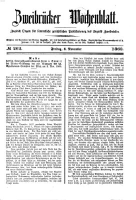 Zweibrücker Wochenblatt Freitag 6. November 1868