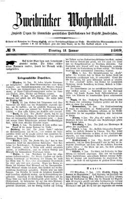 Zweibrücker Wochenblatt Dienstag 12. Januar 1869