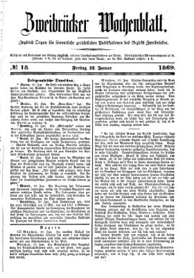 Zweibrücker Wochenblatt Freitag 22. Januar 1869