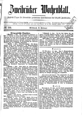 Zweibrücker Wochenblatt Mittwoch 3. Februar 1869