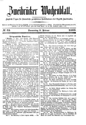 Zweibrücker Wochenblatt Donnerstag 11. Februar 1869