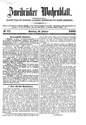 Zweibrücker Wochenblatt Samstag 20. Februar 1869