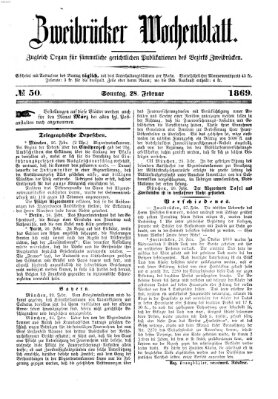 Zweibrücker Wochenblatt Sonntag 28. Februar 1869