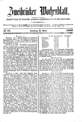 Zweibrücker Wochenblatt Dienstag 27. April 1869