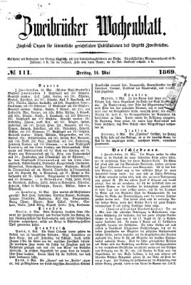 Zweibrücker Wochenblatt Freitag 14. Mai 1869