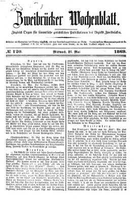 Zweibrücker Wochenblatt Mittwoch 26. Mai 1869