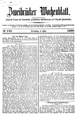 Zweibrücker Wochenblatt Dienstag 1. Juni 1869