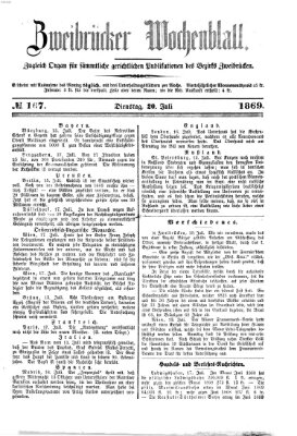 Zweibrücker Wochenblatt Dienstag 20. Juli 1869