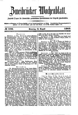 Zweibrücker Wochenblatt Sonntag 15. August 1869