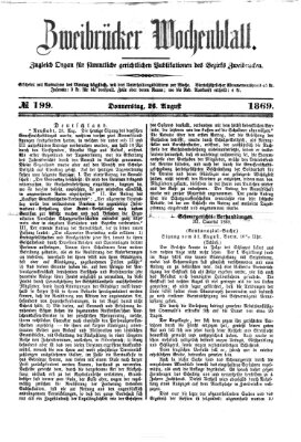 Zweibrücker Wochenblatt Donnerstag 26. August 1869