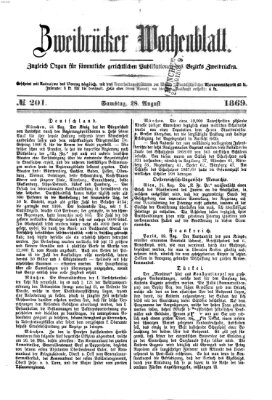 Zweibrücker Wochenblatt Samstag 28. August 1869