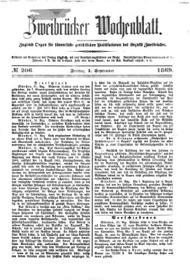 Zweibrücker Wochenblatt Freitag 3. September 1869