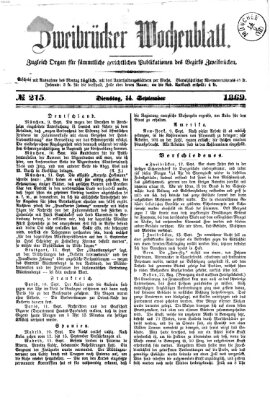 Zweibrücker Wochenblatt Dienstag 14. September 1869