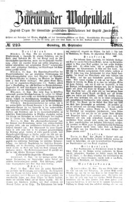 Zweibrücker Wochenblatt Samstag 25. September 1869