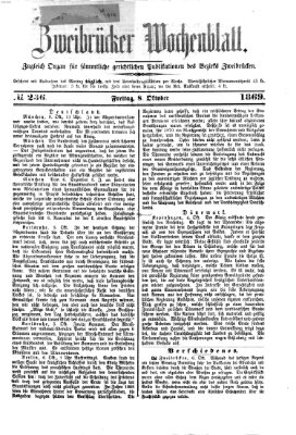 Zweibrücker Wochenblatt Freitag 8. Oktober 1869